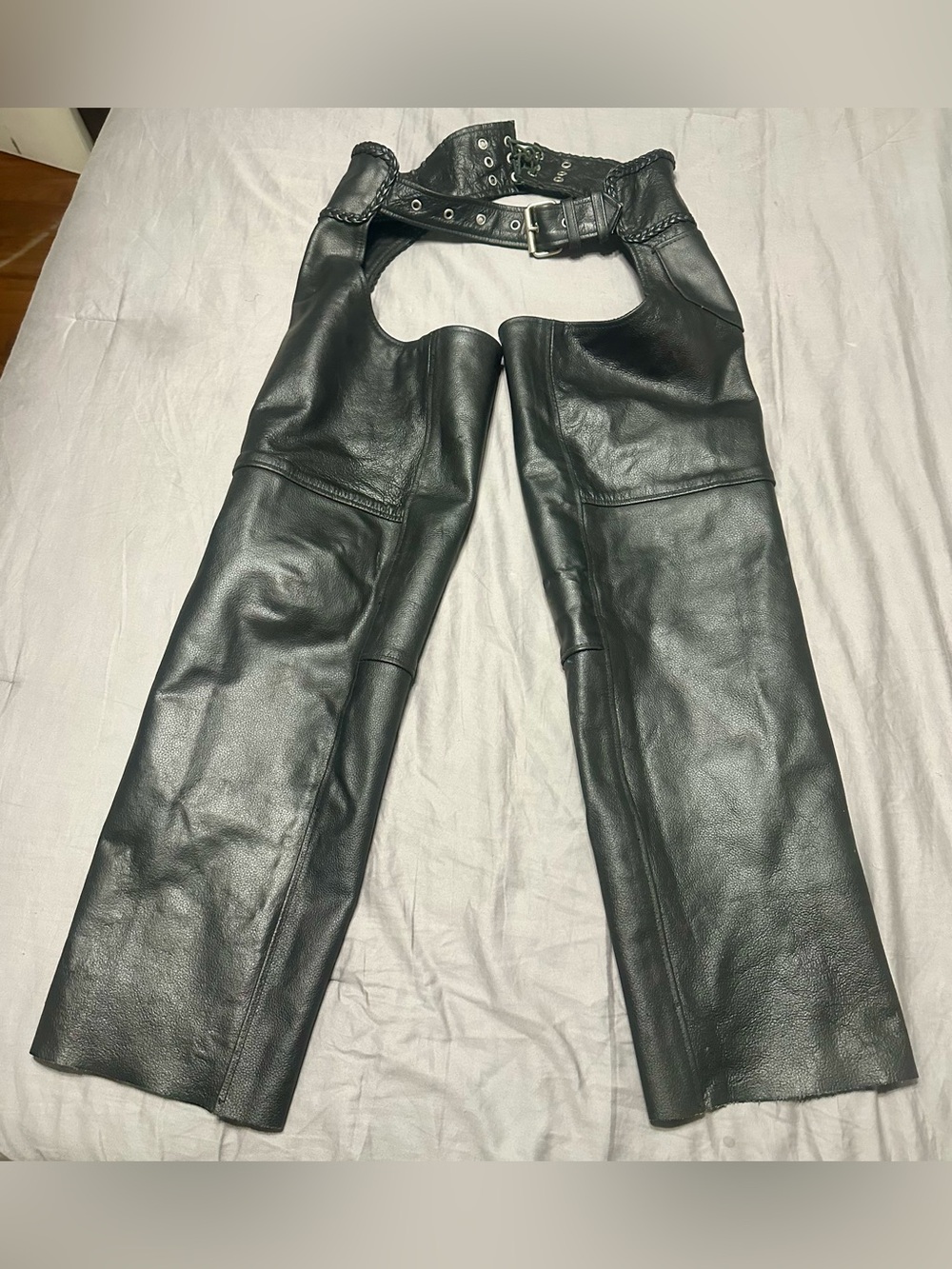 Highway Hawk Black Leather Chaps Sz XS